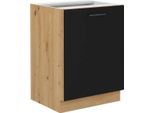 Armadietto Inferiore Ad Anta Singola Malila - Larghezza 40 Cm, Nero / Rovere Artisan