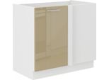 Armadietto Allungato Ad Angolo Lajla - Larghezza 105 Cm, Cappucino / Bianco