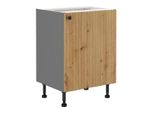 Mobile Basso A Un'anta Nomin - Larghezza 60 Cm, Rovere Artigianale / Antracite