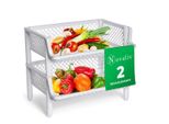 Novaliv 2 Pezzi Scaffale A Cestello Bianco Impilabile Ed Estensibile, Scaffale Per Dispensa, Scaffale Per Alimenti, Scaffale Per Frutta, Sistema Di Stoccaggio Per Cantina, Sistema Di Organizzazione Per Dispensa, Scaffale Per Bevande