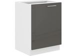 Armadietto Inferiore Ad Anta Singola Lajla - Larghezza 60 Cm, Grigio / Bianco