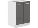 Armadietto Inferiore A Doppia Anta Saeed - Larghezza 60 Cm, Grigio / Bianco