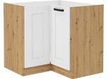 Armadietto Inferiore Ad Angolo Laili - 90X90 Cm, Bianco / Rovere Artisan