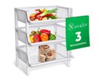 Novaliv 3 Pezzi Scaffale A Cestello Bianco Impilabile Ed Estensibile, Scaffale Per Dispensa, Scaffale Per Alimenti, Scaffale Per Frutta, Scaffale Per Cantina, Sistema Di Organizzazione Della Dispensa, Scaffale Per Bevande
