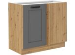 Armadietto Allungato Ad Angolo Laili - Larghezza 105 Cm, Grigio / Rovere Artisan