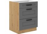 Armadietto Con Cassetti Laili - Larghezza 60 Cm, Grigio / Rovere Artisan