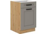 Armadietto Inferiore Con Cassetto Laili - Larghezza 50 Cm, Grigio Chiaro / Rovere Artisan