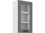 Armadietto Alto Vetrato Laili - Larghezza 40 Cm, Grigio / Bianco