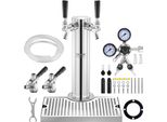 Kit Torre Fusti Vevor, Kit Di Conversione Birra Con 2 Rubinetti, Distributore Di Birra A Torre In Acciaio Inox Con Doppio Misuratore W21,8 E Attacco Per Fusto S-System, Vassoio Di Raccolta Birra Per Feste A Casa