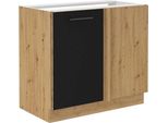 Armadietto Allungato Ad Angolo Malila - Larghezza 105 Cm, Nero / Rovere Artisan