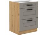 Armadietto Con Cassetti Laili - Larghezza 60 Cm, Grigio Chiaro / Rovere Artisan