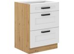 Armadietto Con Cassetti Laili - Larghezza 60 Cm, Bianco / Rovere Artisan