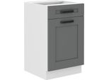 Armadietto Inferiore Con Cassetto Laili - Larghezza 50 Cm, Grigio / Bianco