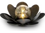 Fiore Di Loto A Luce Solare - Circa 24 X 10 Cm - Decorazione Da Giardino In Nero