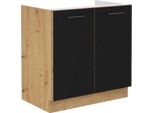 Armadietto Per Lavello Malila - Larghezza 80 Cm, Nero / Rovere Artisan