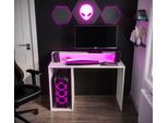 LAMAR Computertisch Serie 2 weiß 107x90x50 cm mit Computerfach und Regalböden