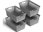 4 Pezzi Cestino Portaoggetti 10L Con Manici - Senza Bpa - Organizzatore ( 37 X 26 X 17 Cm / Antracite ) - Cestino Per Bagno Cucina Camera Da Letto, Cestino Per La Casa
