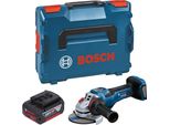 Bosch Gws 18V-15 Psc Smerigliatrice Angolare Professionale A Batteria 18 V 125 Mm Biturbo Brushless + 1X Batteria Ricaricabile 4,0 Ah + L-Boxx - Senza Caricabatterie