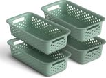4 Pezzi Cestino 0,7L Con Manici - Senza Bpa - Organizzatore ( 20 X 10 X 5 Cm / Verde ) - Cestino Per Bagno Cucina Camera Da Letto, Cestino Per La Casa