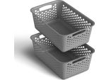 2 Pezzi Cestino Portaoggetti 5L Con Manici - Senza Bpa - Organizzatore ( 30 X 20 X 11 Cm / Antracite ) - Cestino Per Bagno Cucina Camera Da Letto, Cestino Per La Casa