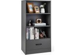 Libreria Costway 120 Cm Con Cassetti, Scaffale In Legno A 4 Livelli, Ripiano In Piedi (Grigio)