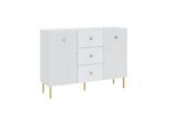 Cassettiera Combinata Larga Haskel 1 - Bianco + Oro