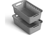 Cestino 2 Pezzi 2L Con Manici - Senza Bpa - Organizzatore ( 25 X 16 X 8 Cm / Antracite ) - Cestino Per Bagno Cucina Camera Da Letto, Cestino Per La Casa