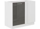Armadietto Allungato Ad Angolo Lajla - Larghezza 105 Cm, Grigio / Bianco