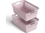 2 Pezzi Cestino Portaoggetti 10L Con Manici - Senza Bpa - Organizzatore ( 37 X 26 X 17 Cm / Rosa ) - Cestino Per Bagno Cucina Camera Da Letto, Cestino Per La Casa