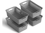 Cestino 4 Pezzi 2L Con Manici - Senza Bpa - Organizzatore ( 25 X 16 X 8 Cm / Antracite ) - Cestino Per Bagno Cucina Camera Da Letto, Cestino Per La Casa
