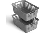 2 Pezzi Cestino Portaoggetti 10L Con Manici - Senza Bpa - Organizzatore ( 37 X 26 X 17 Cm / Antracite ) - Cestino Per Bagno Cucina Camera Da Letto, Cestino Per La Casa