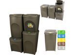 Set Di 4 Bidoni Per La Raccolta Differenziata Da 120 L - Set Di Bidoni Per La Raccolta Differenziata Da 2X35 L + 2X25 L In Grigio Da Impilare Compatto, Modulare E Leggero Semplice Differenziazione Dei Rifiuti Domestici Plastica