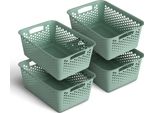 4 Pezzi Cesto Di Stoccaggio 10L Con Manici - Senza Bpa - Organizzatore ( 37 X 26 X 17 Cm / Verde ) - Cesto Per Bagno Cucina Camera Da Letto, Cesto Per La Casa