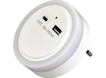 Luce Notturna A Led Con Prese Di Ricarica USB-C / -A E Funzione Crepuscolare Automatica Bianco