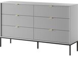 Cassettiera: 6 Cassetti, Grigio, Gambe Nere, 154 X 39 X 83 Cm