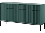 Cassettiera: 3 Cassetti, 3 Ante, Labrador, Nero, 154 X 83 X 39 Cm, Maniglie Nere