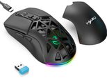 Hxsj T26 Mouse Da Gioco Senza Fili 2.4G BT5.1 Ricaricabile A Doppia Modalità, 4800 Dpi, Mouse Da Gioco Regolabile, Luce Rgb, Nero