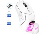Hxsj T40 Mouse Da Gioco Wireless 2.4G Dual BT5.1 Ricaricabile Con Tre Modalità, 4000 Dpi, Mouse E-Sport Regolabile, Luce Rgb Fredda, Bianco