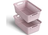 2 Pezzi Cestino Portaoggetti 5L Con Manici - Senza Bpa - Organizzatore ( 30 X 20 X 11 Cm / Rosa ) - Cestino Per Bagno Cucina Camera Da Letto, Cestino Per La Casa