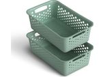 Cestino 2 Pezzi 2L Con Manici - Senza Bpa - Organizzatore ( 25 X 16 X 8 Cm / Verde ) - Cestino Per Bagno Cucina Camera Da Letto, Cestino Per La Casa