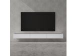Doporro Mobile Porta Tv Sospeso 300 Cm Con 4 Ante Antracite Opaco E Bianco Opaco, Credenza Bassa Da Soggiorno Salotto, Madia Consolle Bicolore Per Tv Fernsehschrank02