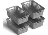 4 Pezzi Cestino Portaoggetti 5L Con Manici - Senza Bpa - Organizzatore ( 30 X 20 X 11 Cm / Antracite ) - Cestino Per Bagno Cucina Camera Da Letto, Cestino Per La Casa