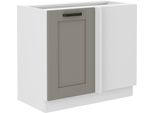 Armadietto Allungato Ad Angolo Laili - Larghezza 105 Cm, Grigio Chiaro / Bianco