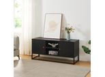 Mobile Tv 'Janakkala' Con 2 Ante E 2 Vani A Giorno Acciaio 120 X 40 X 55 Cm Nero