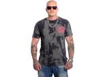 Yakuza Herren Crashed Skull Allover Acid T-Shirt, Schwarz, S