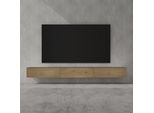 Doporro Mobile Porta Tv Sospeso 300 Cm Con 4 Ante Antracite Opaco E Marrone Chiaro, Credenza Bassa Da Soggiorno Salotto, Madia Consolle Bicolore Per Tv Fernsehschrank02