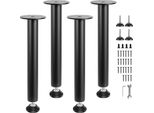 Sm® - Gambe Del Tavolo Regolabili In Altezza, Acciaio Al Carbonio - Nero Opaco - Set Di 4 Con Piedini In Gomma - Altezza 406 Mm - Piastra Di Montaggio 110 Mm - Portata 544 Kg