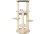 Costway Tiragraffi A 6 Livelli 66X66X150Cm, Albero Per Gatti In Legno Con Amaca, 4 Aree Di Riposo E 3 Tiragraffi, Arredamento Per Gatti Grigio, Natura