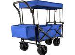 Carrello Da Giardino Pieghevole 92,7 X 54,3 X 98,5 Cm - Carrello A Mano Pieghevole 100 Kg - Carrello A Mano Blu Con Tetto E Pneumatici - Poliestere Oxford 600D - Pieghevole