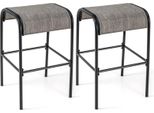 Set Di 2 Sgabelli Da Bar Per Esterni Costway, Sgabelli Da Bar Con Seduta In Tessuto Curvato, Sgabelli Da Banco Fino A 180 Kg, Altezza Seduta 76 Cm, Sgabelli Da Bistrot Senza Schienale